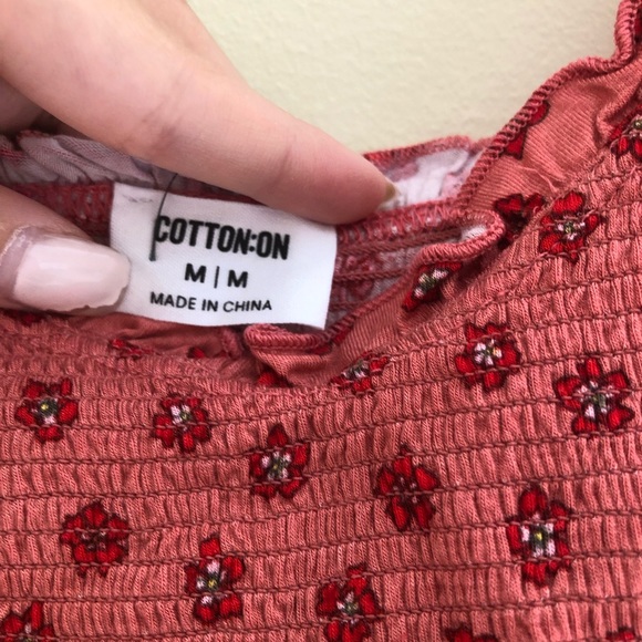 Red daisy print, Cotton On cropped tank, Medium - Picture 3 of 6